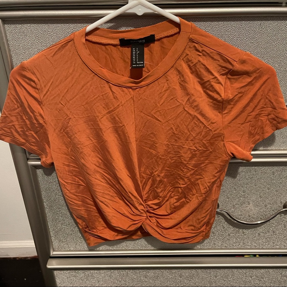 Orange tied cropped top